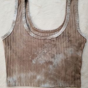 Shein Brown and Light Green Tie Dye Tank Top